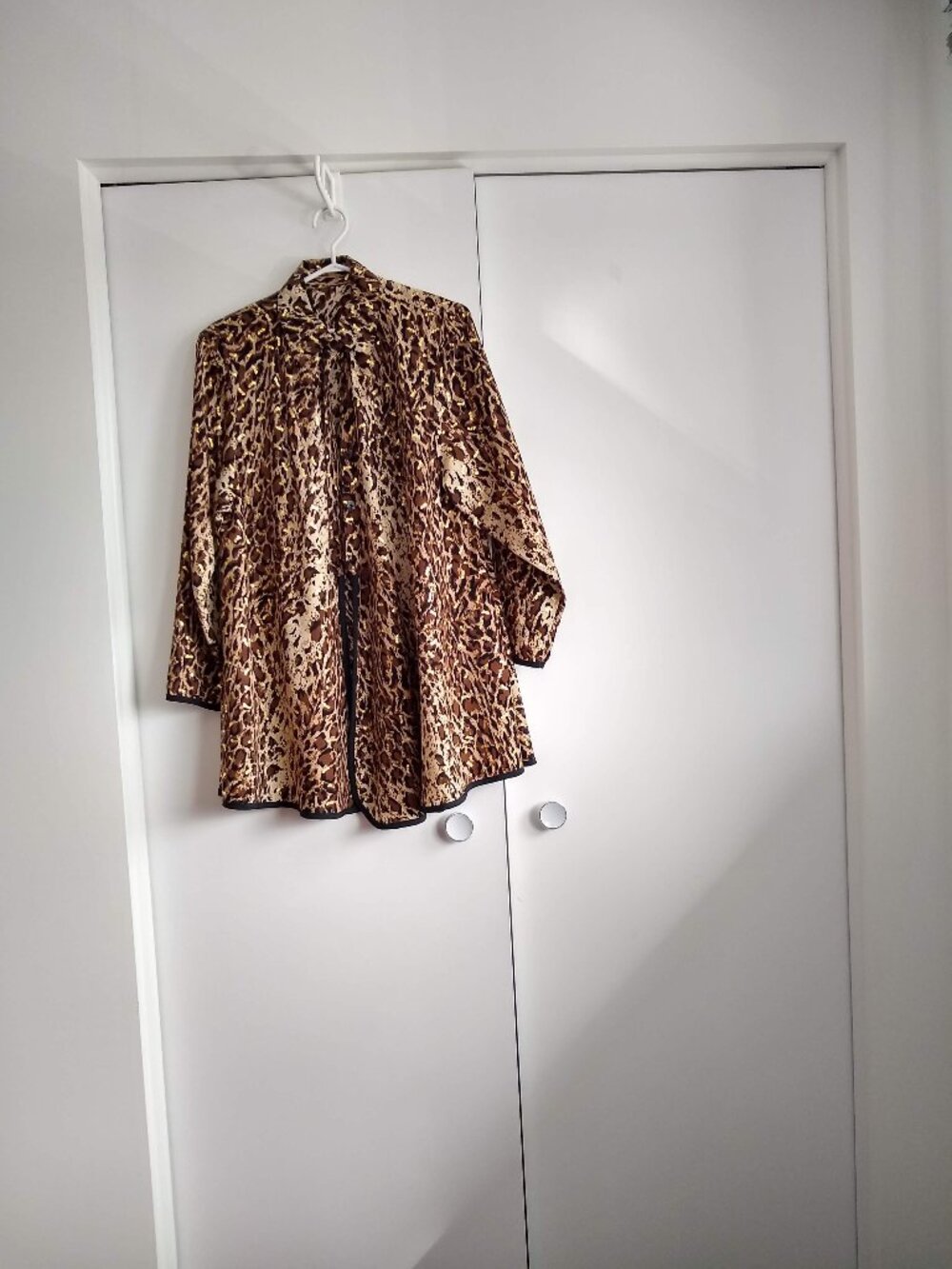 vintage 80s animal print a line swing top overshirt blouse